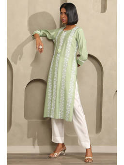 Soch - Green Floral Embroidered Kurta