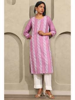 Soch - Purple Floral Embroidered Kurta