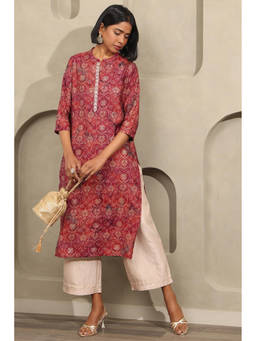 Soch - Maroon Floral Printed Kurta
