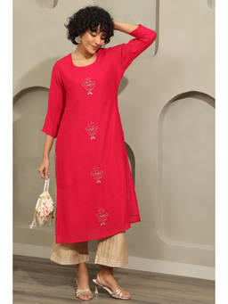 Soch - Pink Sequined Beads-Stone Work Kurta