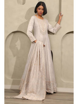 Soch - Grey Embroidered Sequined Work Dress with Dupatta