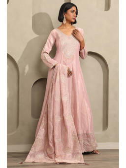 Soch - Pink Embroidered Sequined Work Dress with Dupatta