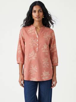max - Peach Floral Printed Short Kurti
