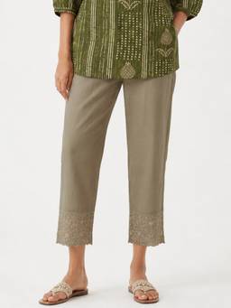 max - Grey Embroidered Thread Work Pant