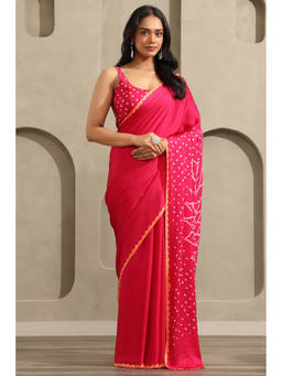 Soch - Fuchsia Pink Modal Silk Bandhani Printed Saree
