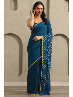 Soch - Teal Modal Silk Bandhani Printed Saree