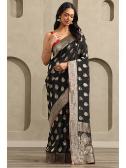 Soch - Black Crepe Zari Woven Saree