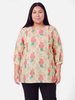 max - Beige Floral Printed Tunic