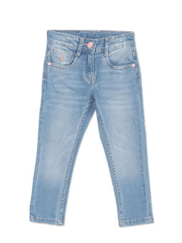 U.S. POLO ASSN. - Girls Blue Mid Rise Stone Wash Jeans