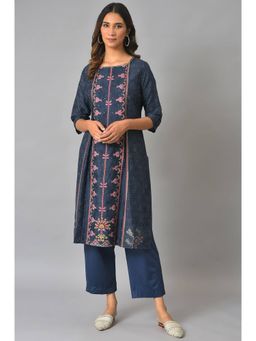 W - Blue Floral Kurta