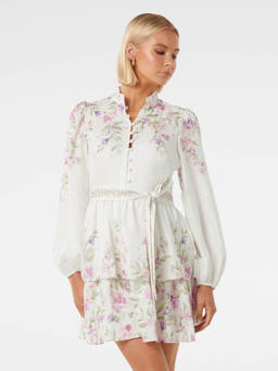 Forever New - Raine Printed Tiered Mini Dress with Belt (Set of 2)