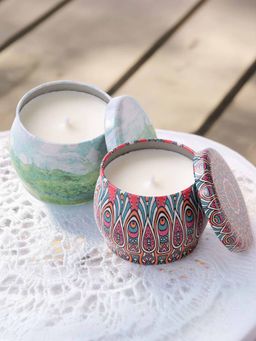 Gleevers - Multi-Color Tin Candle Jar with Soy Wax (Set Of 2)