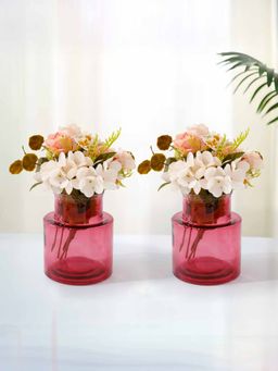 Gleevers - Red Solid Glass Vases (Pack Of 2)
