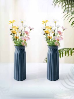 Gleevers - Navy Blue Solid Glass Vases (Pack Of 2)