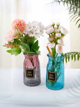 Gleevers - Red & Blue Solid Glass Vases (Pack Of 2)