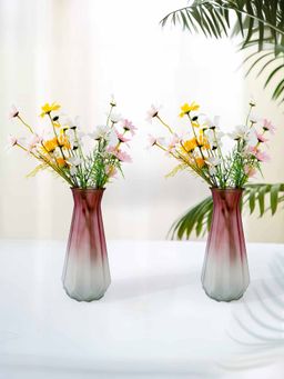 Gleevers - Grey & Red Solid Glass Vases (Pack Of 2)