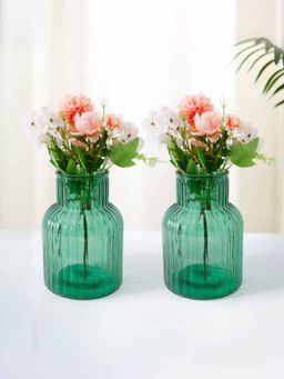 Gleevers - Green Solid Glass Vases (Pack Of 2)