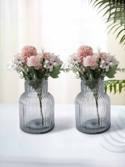 Gleevers - Grey Solid Glass Vases (Pack Of 2)