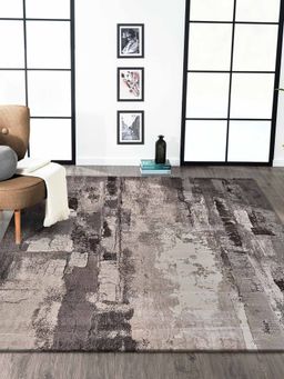 OBSESSIONS - Grey Polypropylene Abstract Carpet (4X6 Feet)