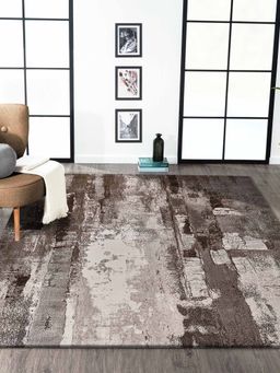 OBSESSIONS - Brown Polypropylene Abstract Carpet (4X6 Feet)