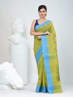 CHARUKRITI - Green Woven Handloom Saree without Blouse
