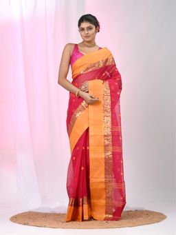 CHARUKRITI - Pink Paisley Woven Saree without Blouse