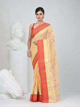 CHARUKRITI - Beige Paisley Woven Saree without Blouse