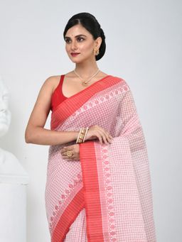 CHARUKRITI - White Printed Woven Saree without Blouse