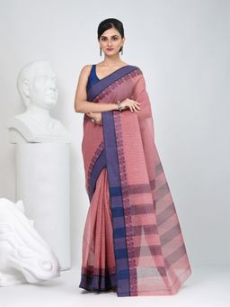 CHARUKRITI - Pink Printed Woven Saree without Blouse