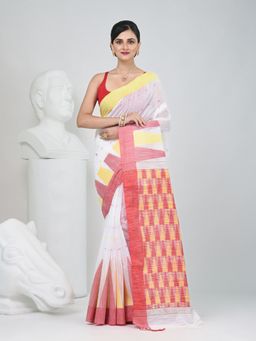 CHARUKRITI - Red Printed Woven Saree with Unstitched Blouse