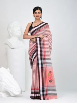 CHARUKRITI - Multi-Color Stripes Woven Saree with Unstitched Blouse