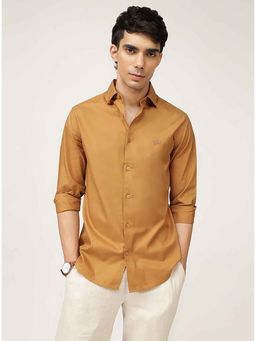 Andamen - Men Brown Solid Cotton Regular Fit Shirt