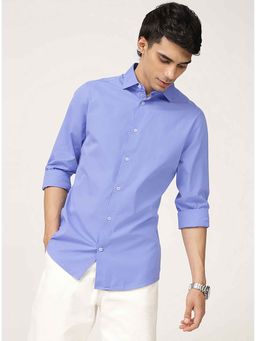 Andamen - Men Blue Solid Cotton Regular Fit Shirt