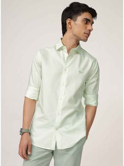 Andamen - Men Green Stripes Cotton Blend Slim Fit Shirt