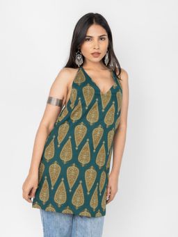 PRET PITAARA - Green Paisley Halter Top