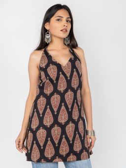 PRET PITAARA - Black Paisley Halter Top