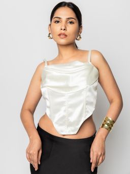 PRET PITAARA - Ivory Draped Corset Top