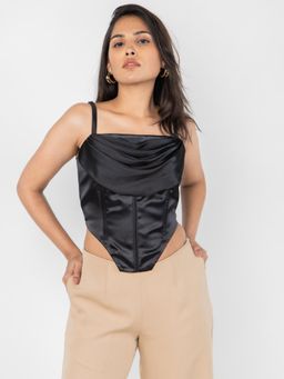 PRET PITAARA - Black Draped Corset Top