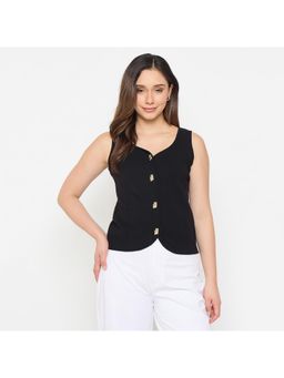 Madame - Womens Viscose Blend Black Knit Top