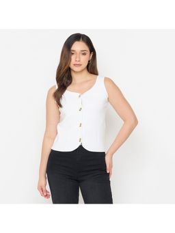 Madame - Womens Viscose Blend Off White Knit Top