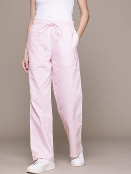 MIXT by Nykaa Fashion - Womens Pink Stripes Linen Blend Trouser