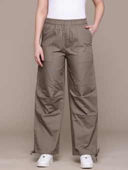 MIXT by Nykaa Fashion - Womens Brown Loose Fit High Rise Parachute Cargo Trouser