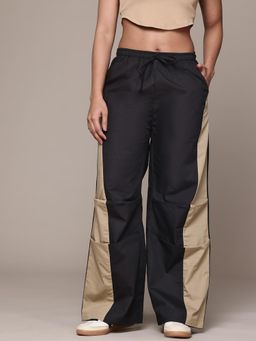 MIXT by Nykaa Fashion - Womens Solid Black Contrast Parachute Cargo Pant