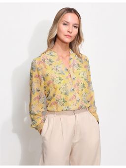 U.S. POLO ASSN. - Yellow Floral Printed Regular Fit Top