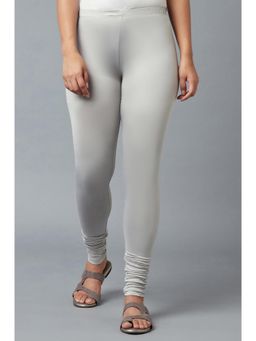 Elleven - Women Silver Ankle Length Poly Lycra Churidar