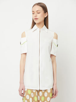 CRIMSOUNE CLUB - Nikhil Thampi White Zipper Shirt