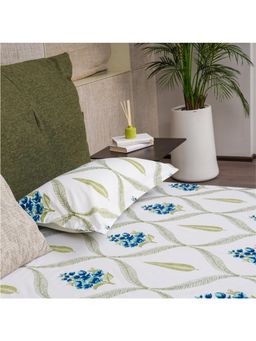 Urban Space - Serene 200 Tc Cotton Bedsheets with Pillow Cover Blue (King)