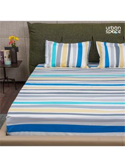 Urban Space - Serene 200 Tc Cotton Bedsheets with Pillow Cover Blue (King)