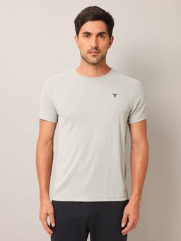 Technosport - Grey Polyester Crew Neck Half Sleeves T-Shirt