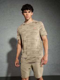 Technosport - Beige Polyester Crew Neck Half Sleeves T-Shirt